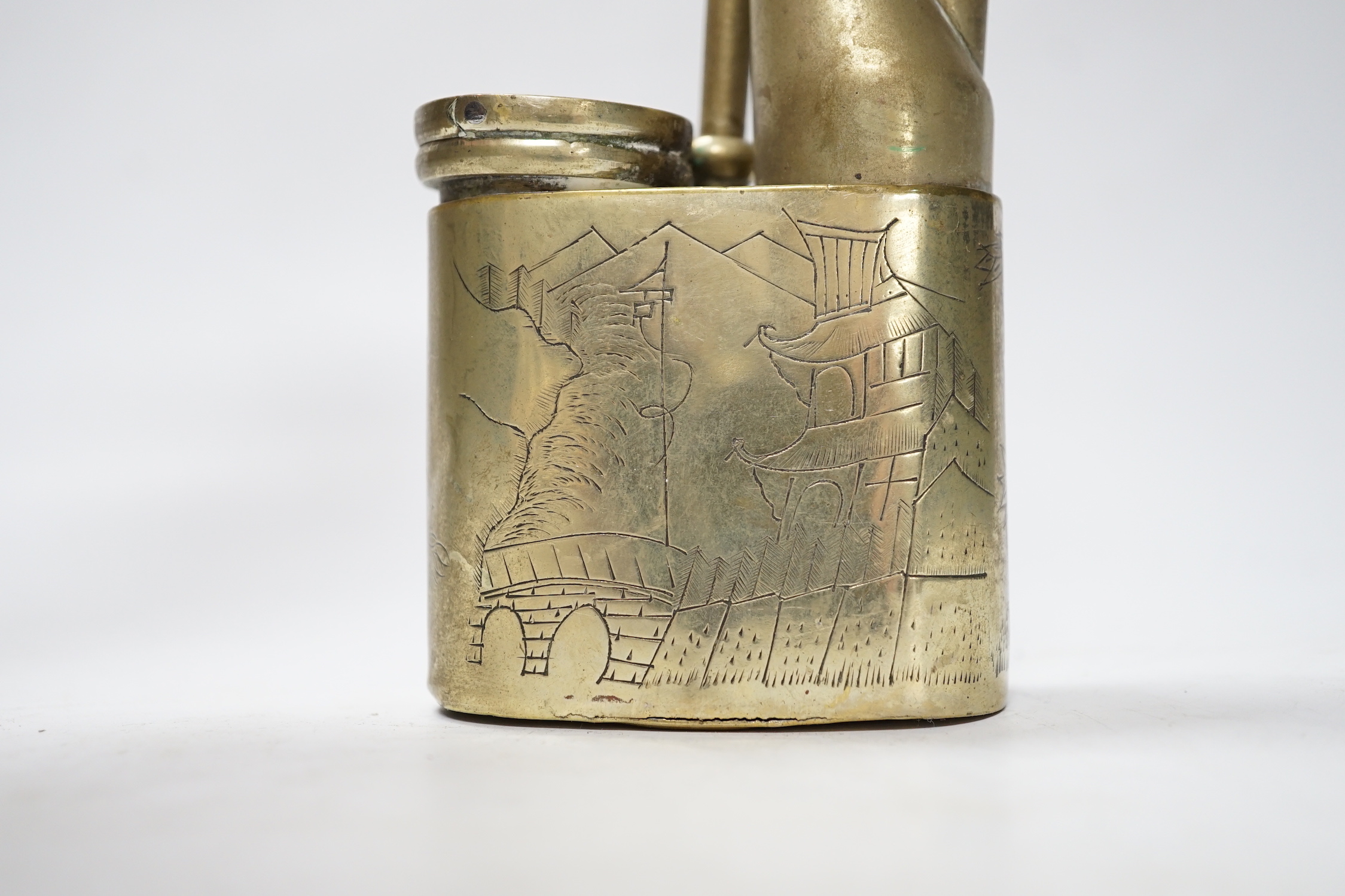 A Chinese bronze censer, gong and other metal ware (6), censor 11cm high